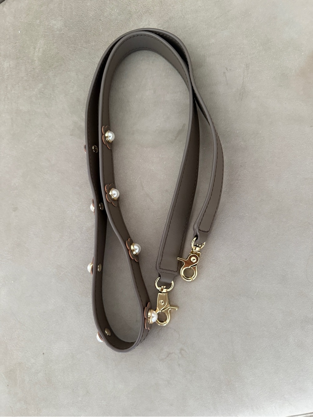 Zac Posen Pearl-Embellished Brown Leather Bag crossbody Strap
